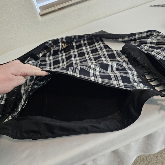 Xelement Unisex Black Leather Motorcycle Vest 4XL Conceal Carry Flannel Lined - Picture 15 of 16